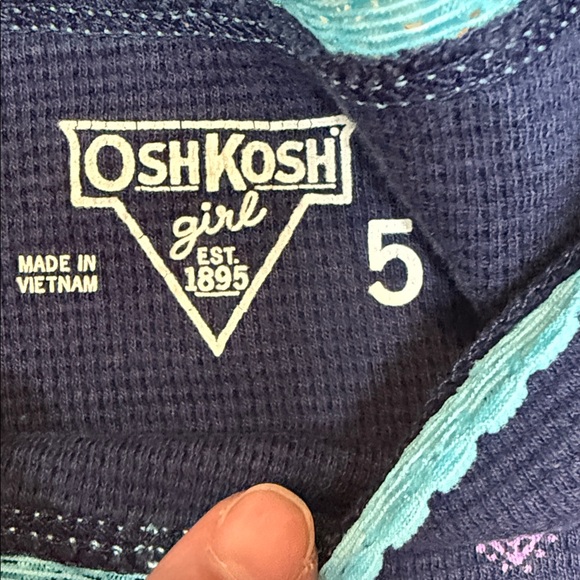 OshKosh B'gosh Navy and Light Blue Thermal Shirt. Cotton Durable Cozy - Picture 2 of 5